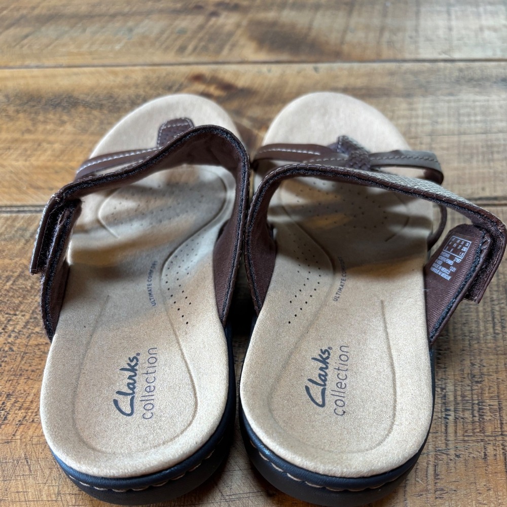 Clarks Womens Laurieann Edge Summer Sandals Brown Velcro Closure Size 6.5 - Picture 5 of 11